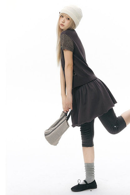Hollow-out Short Sleeve Knit Cardigan