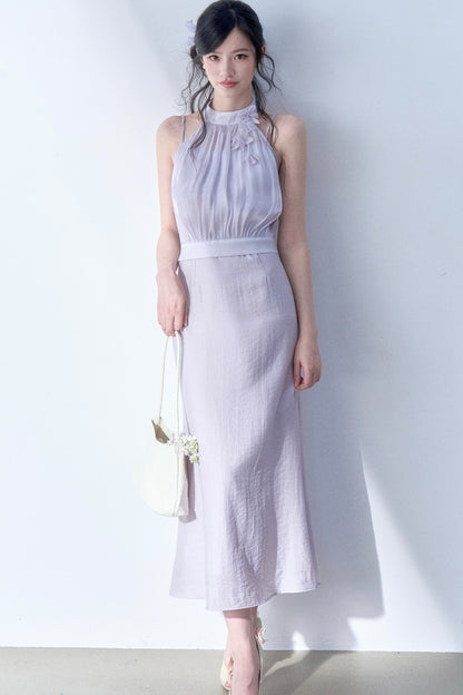 Petal Flutter Sleeve Top and Long Dress