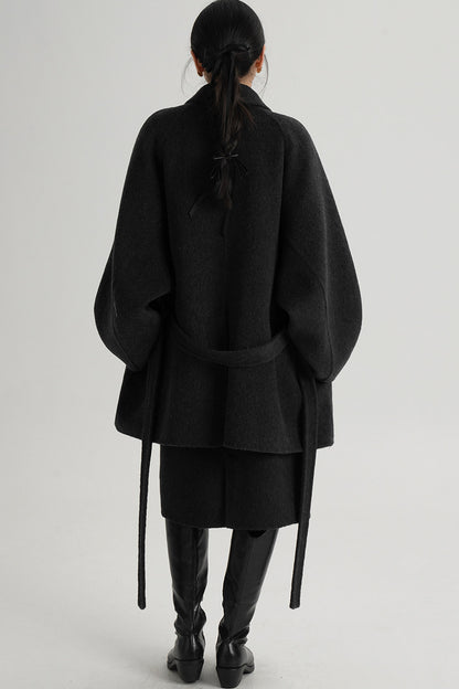 Mid-Length Armor Collar Wool Coat