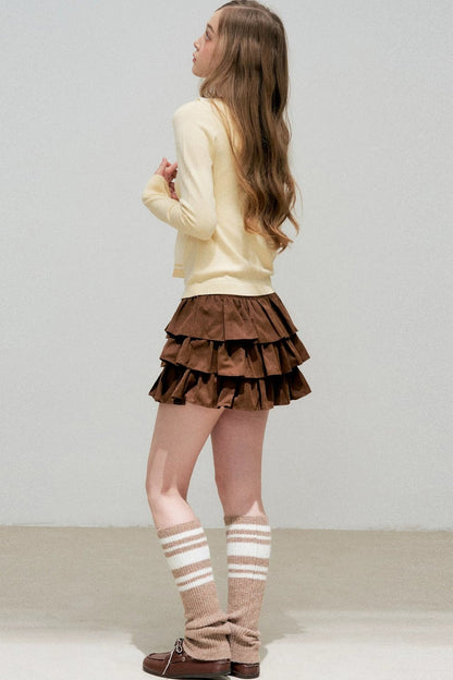 Cream Contrast Lace Tie Knit Sweater
