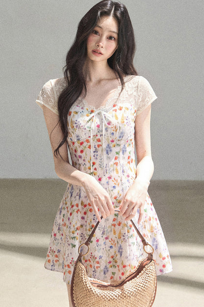 French Lace Short Floral Dress