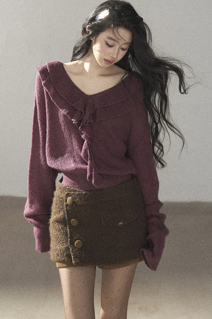 Ruffled Wool Sweater