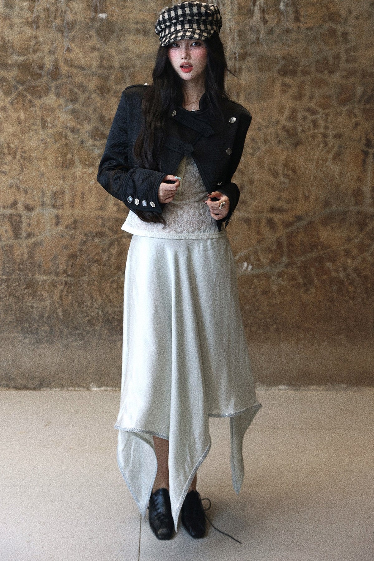 Smooth Draped Satin Skirt