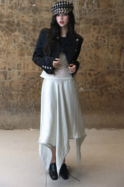 Smooth Draped Satin Skirt