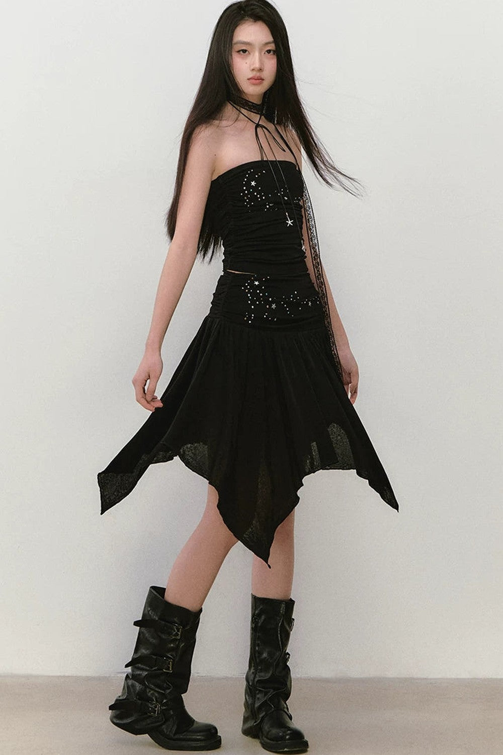 Beaded Pleated Acetate Bustier and Skirt Set-Up