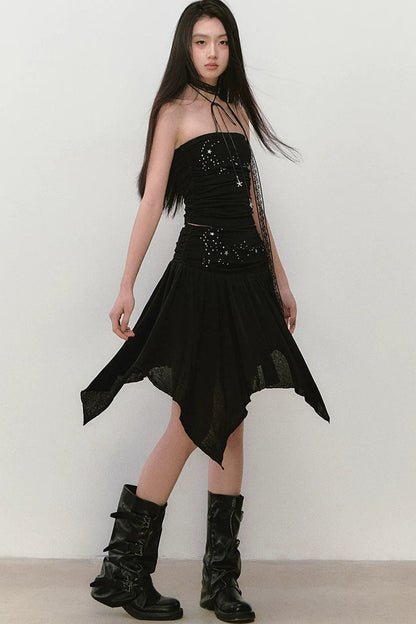 Beaded Pleated Acetate Bustier and Skirt Set-Up