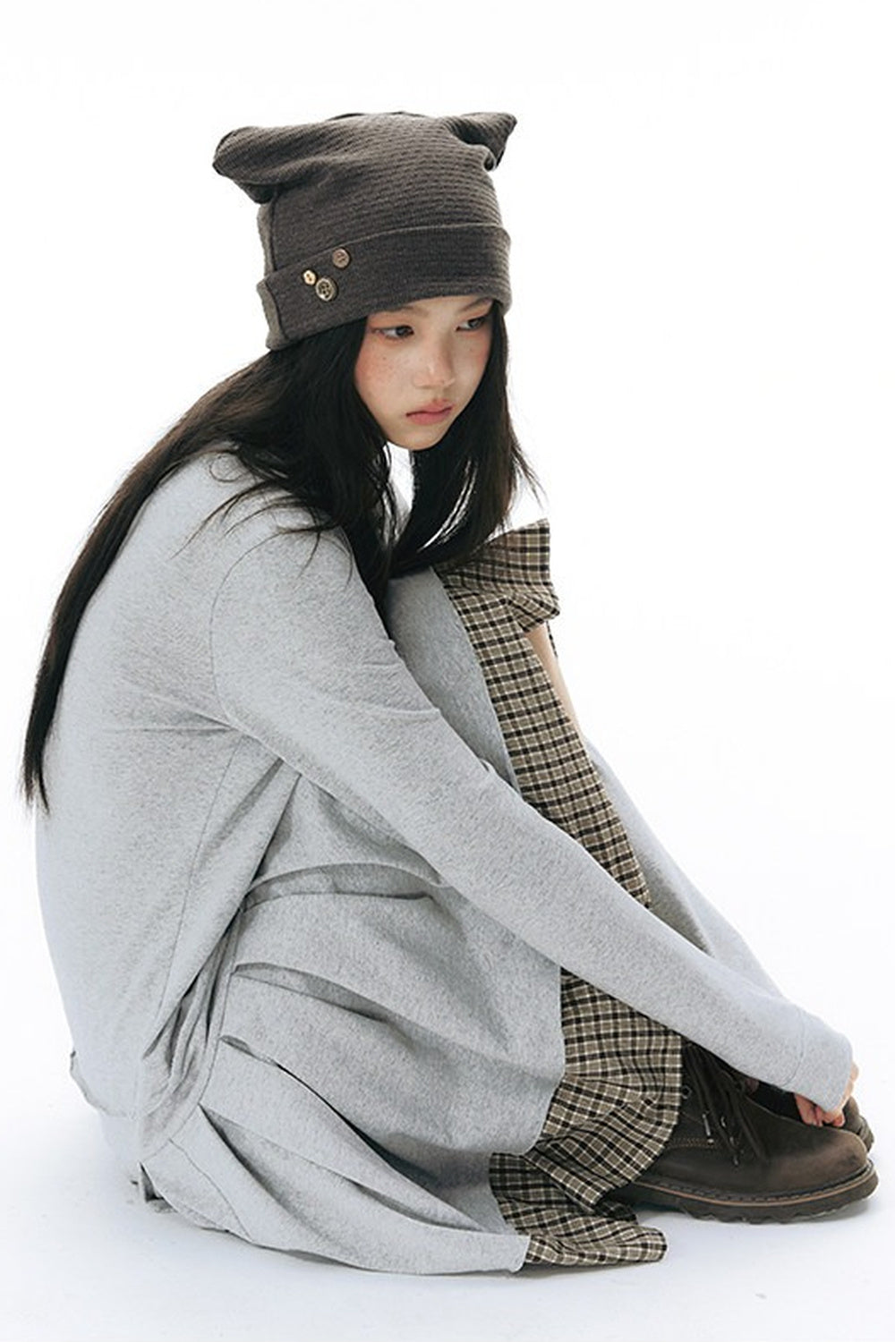 Textured Knitted Cat Ear Headwrap Hat