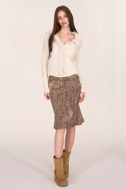 Fox Fur Trim Wool Cardigan