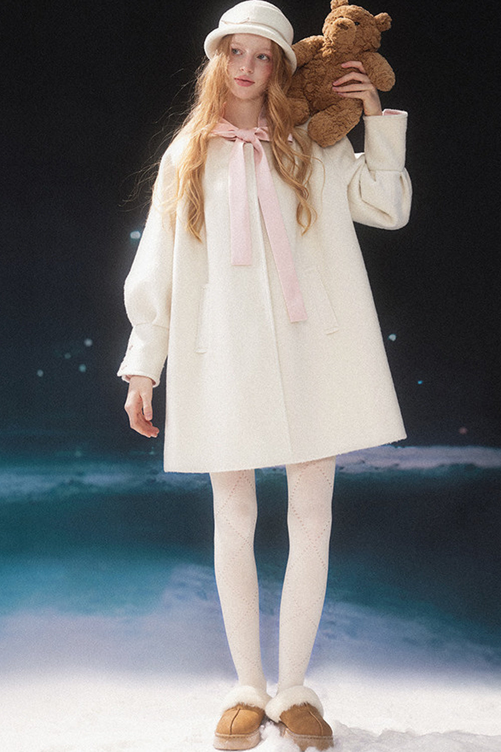 Mid-Length Bow Wool Coat