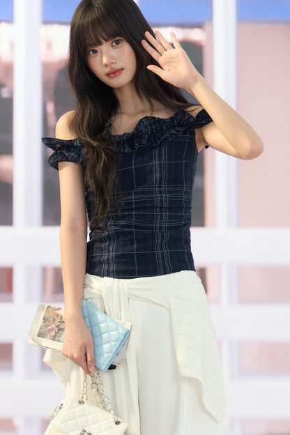 Ruffled Off-Shoulder Top and Pants Set