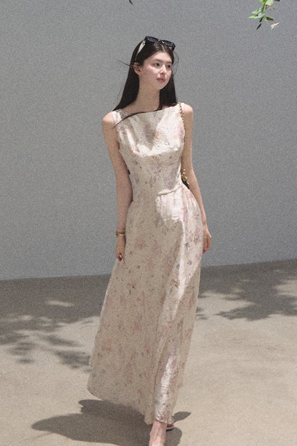 Pink Mist Linen Floral Dress