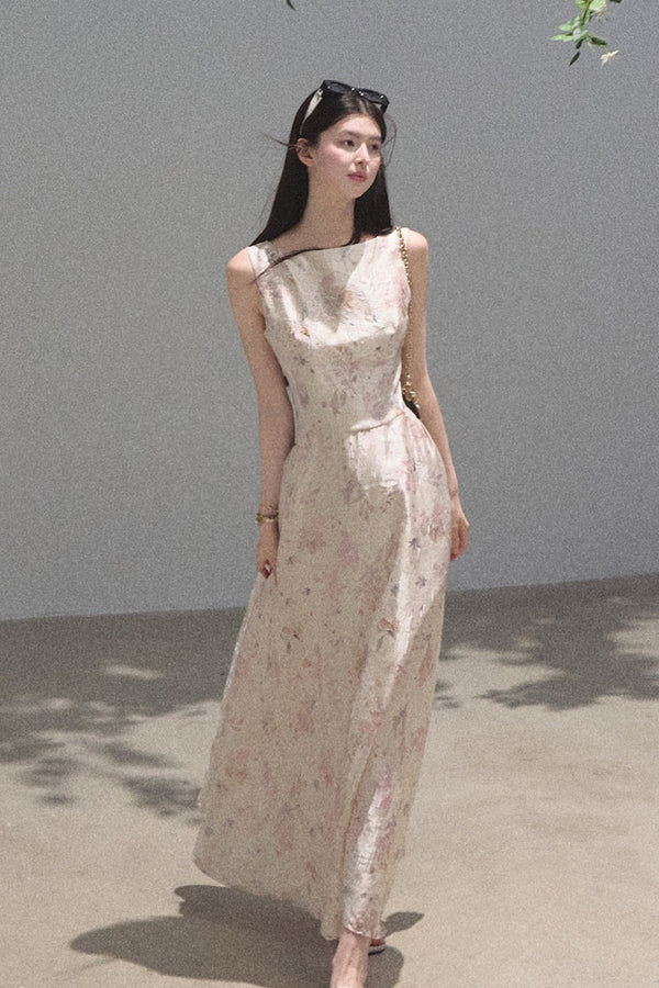Pink Mist Linen Floral Dress