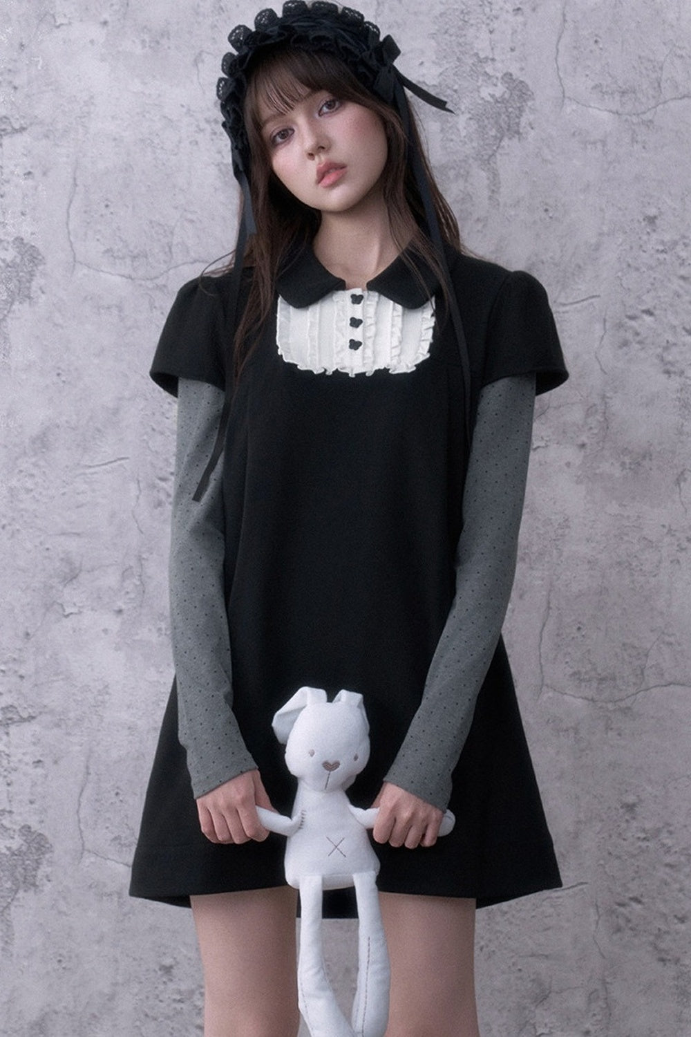 Ruffled Bib Doll Collar Dress