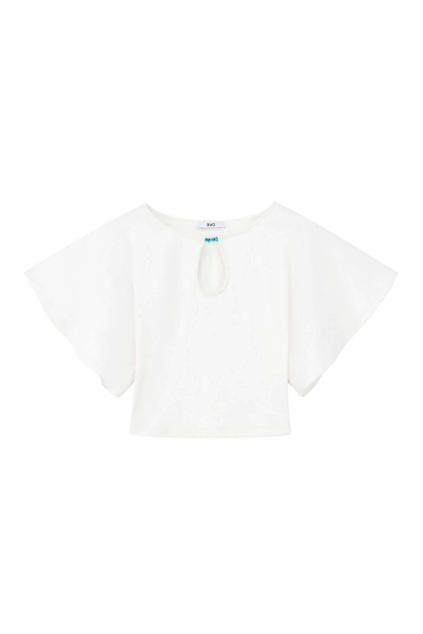 Water Drop Cutout Flutter Sleeve Blouse