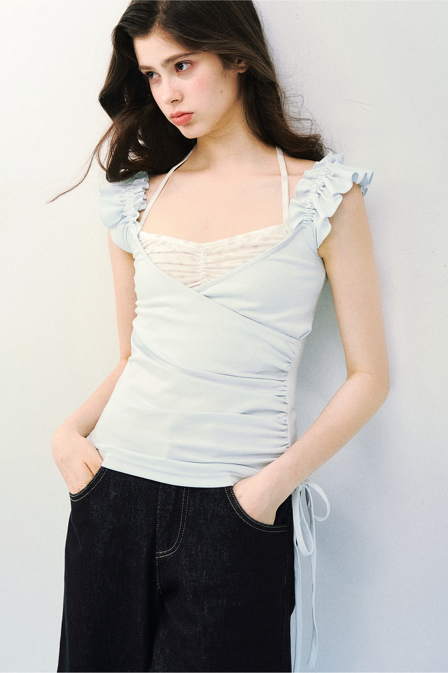 Flutter Sleeve Spliced T-Shirt
