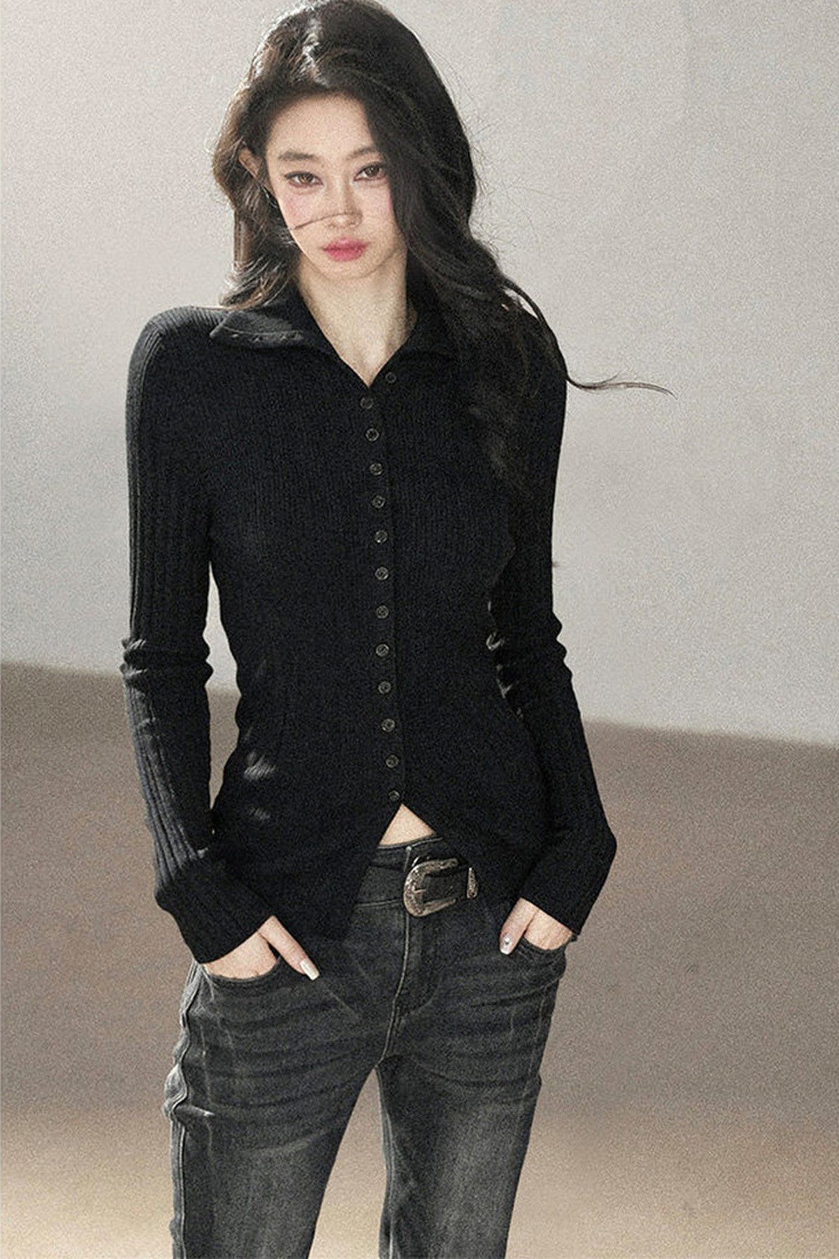 Layered-Look Knit Top Set