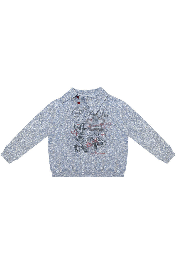 Star Mist Jacquard Slant Collar Sweatshirt