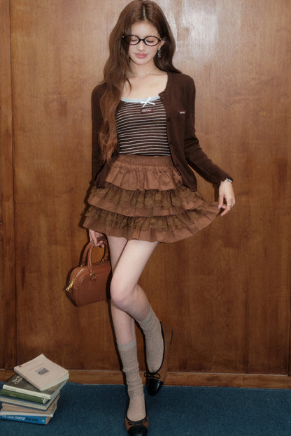 High-Waisted Lace Tiered Skirt Set-Up