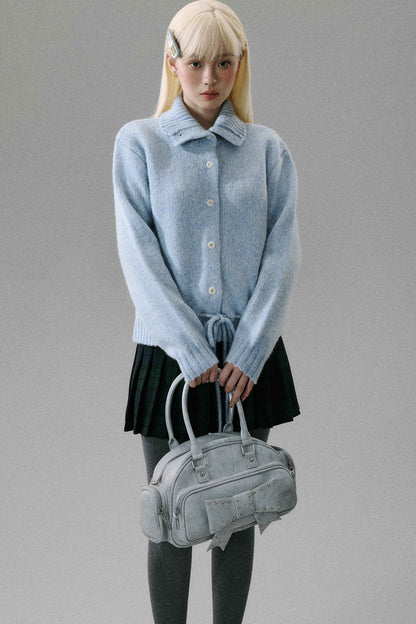 Wool Plaid Pleated Half Skirt