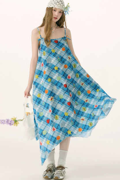 Robe à carreaux avec imprimé amusant Doux rêves