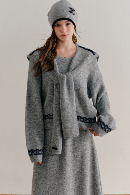 Fair Isle Pullover Sweater and A-Line Skirt Set
