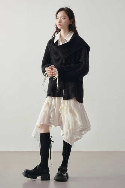 Loose Striped Knit Cardigan