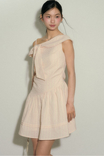 Pink Striped Mid-Length Dress