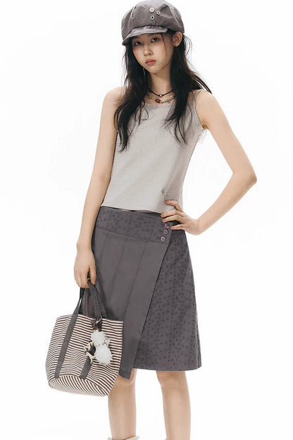 Retro Asymmetrical Pleated Skirt