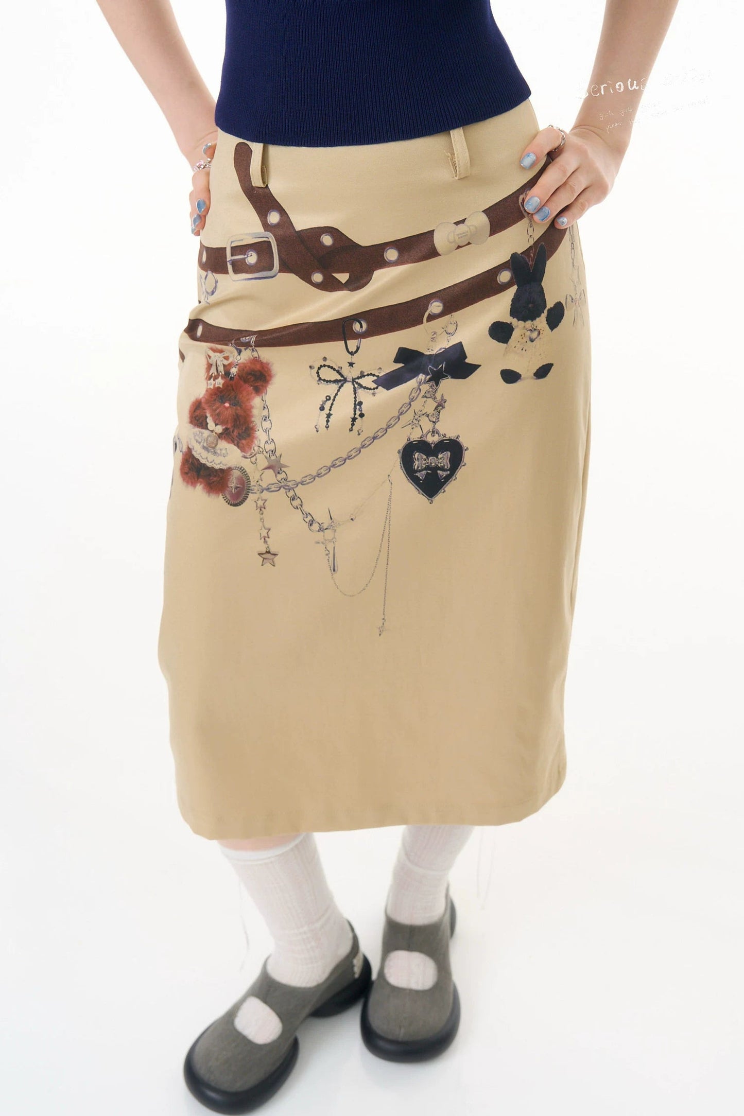 Chain Bear Khaki Skirt