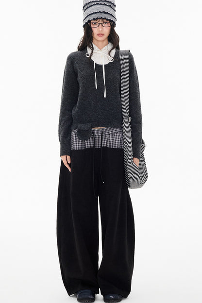 Patchwork Doll Collar Pullover Sweater