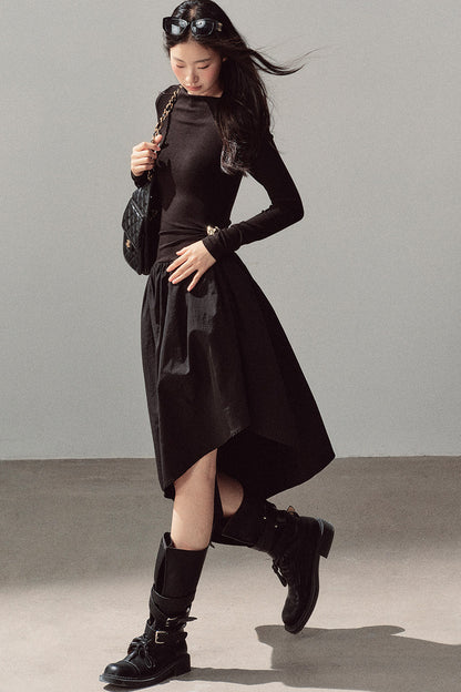 Black T-Shirt Patchwork Dress