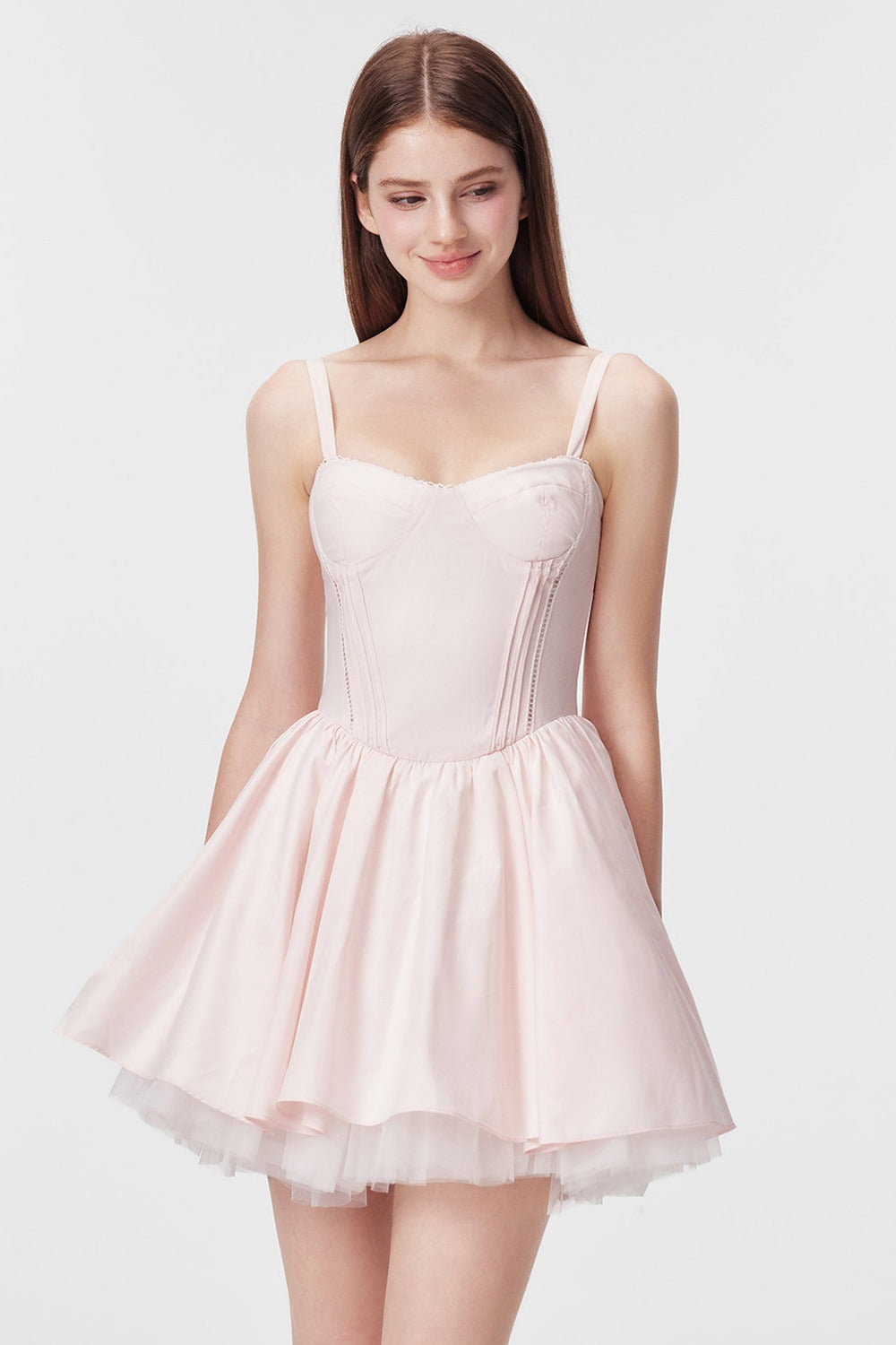 Vertical Cut Stand-Up Collar Slip Dress