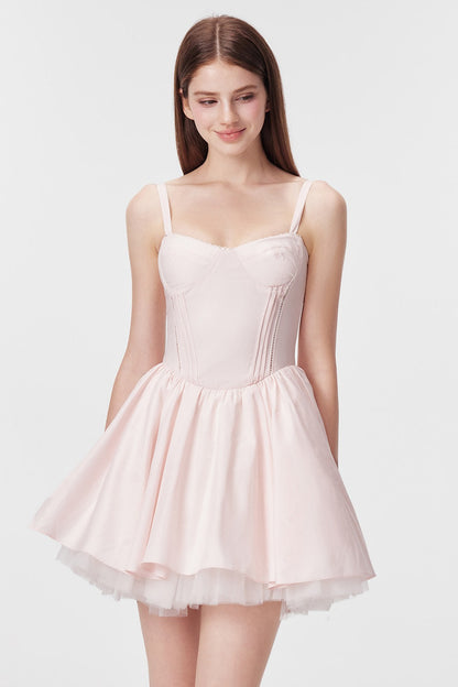 Vertical Cut Stand-Up Collar Slip Dress