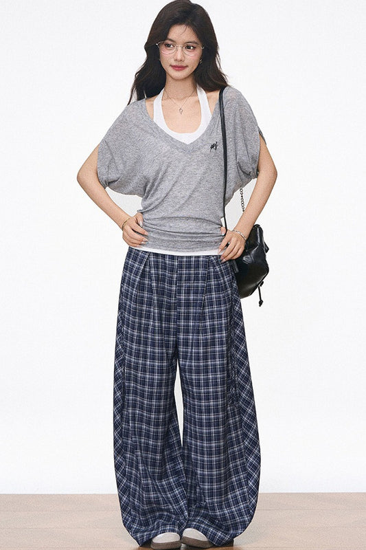Gray Batwing Blouse Ensemble Set-Up