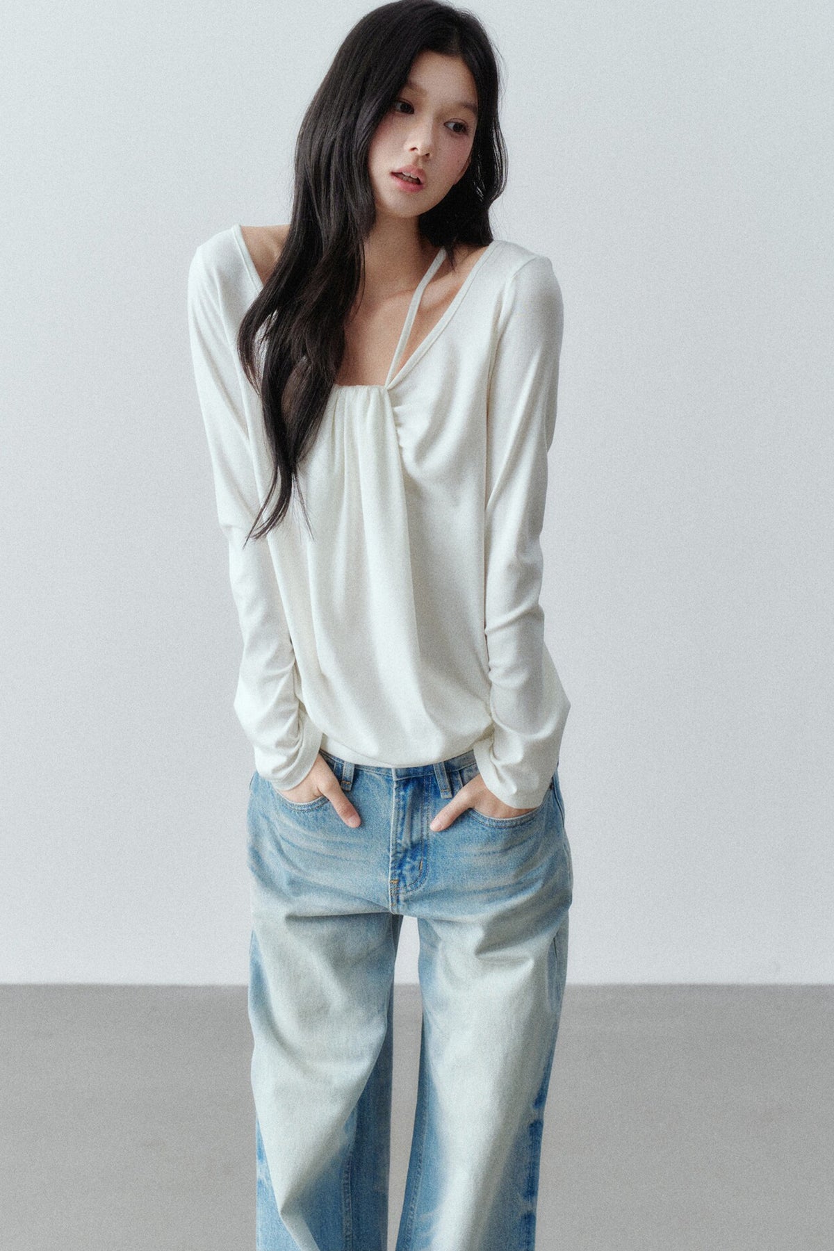 Lyocell Wool Large Round Neck T-shirt