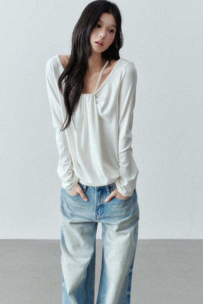 Lyocell Wool Large Round Neck T-shirt