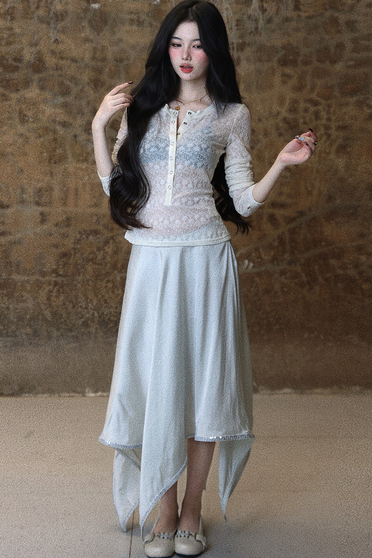 Smooth Draped Satin Skirt