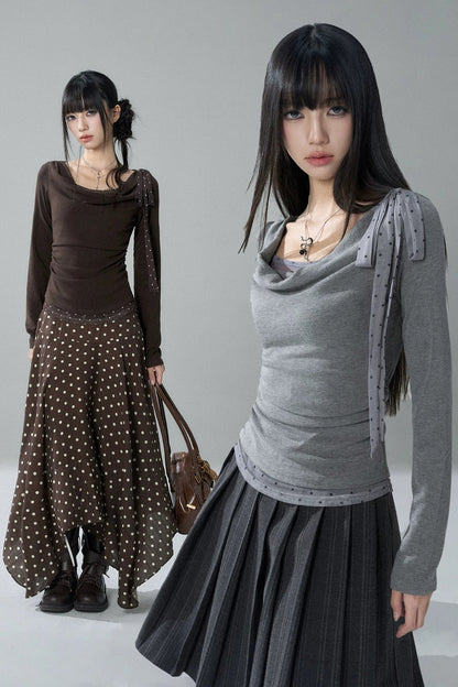 Gray Swing Collar Blouse