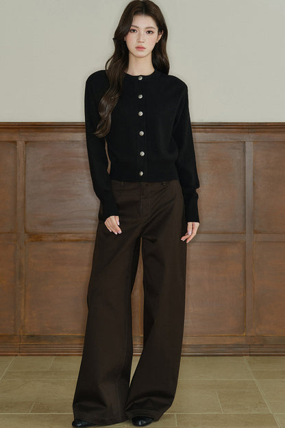 Pantalon taille basse à jambes larges
