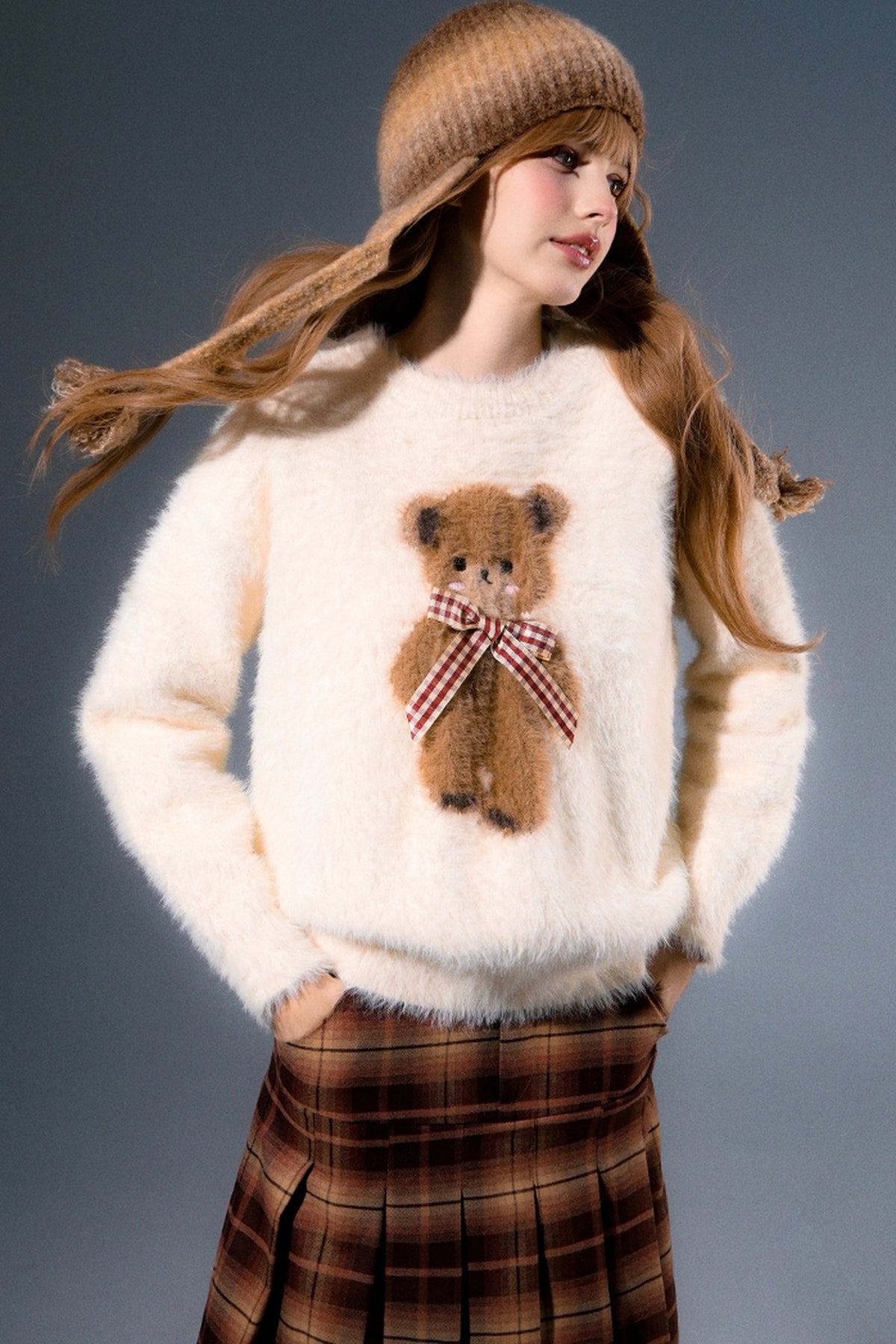 Mink Fur Bear Rabbit Knit Sweater