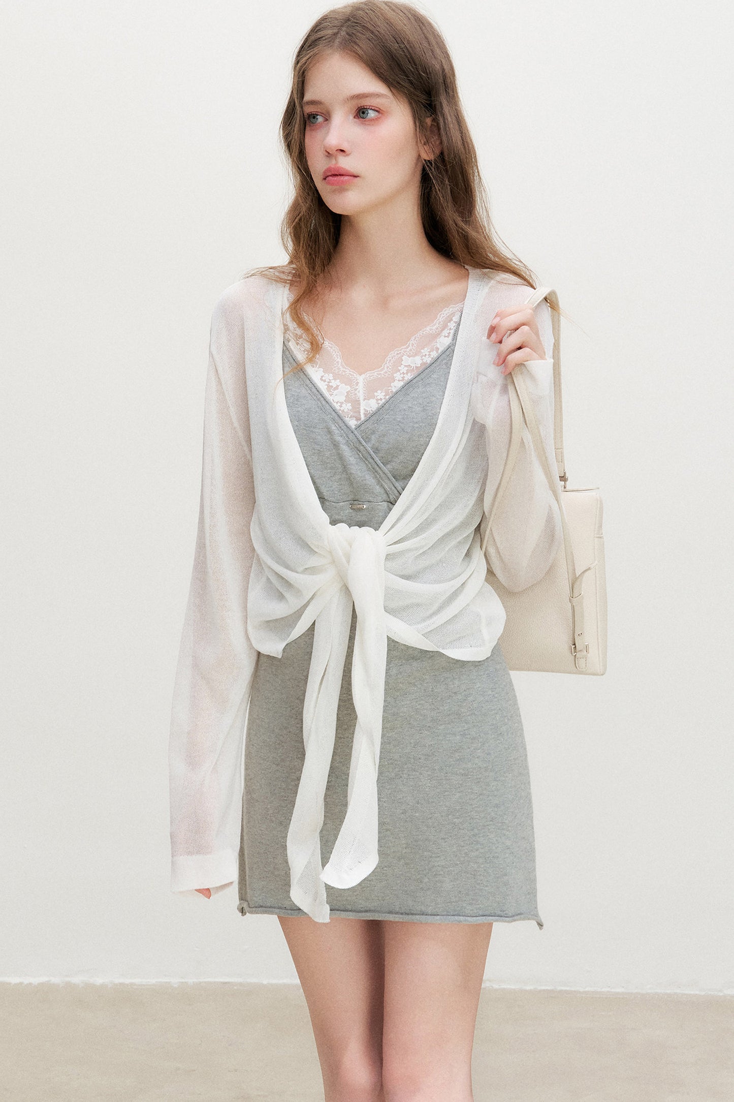 Knitted V-Neck A-Line Dress