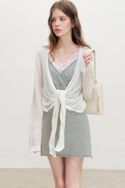 Knitted V-Neck A-Line Dress