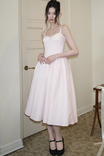 Vertical Cut Stand-Up Collar Slip Dress