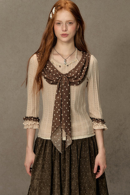 Polka Dot A-Line Corduroy Skirt