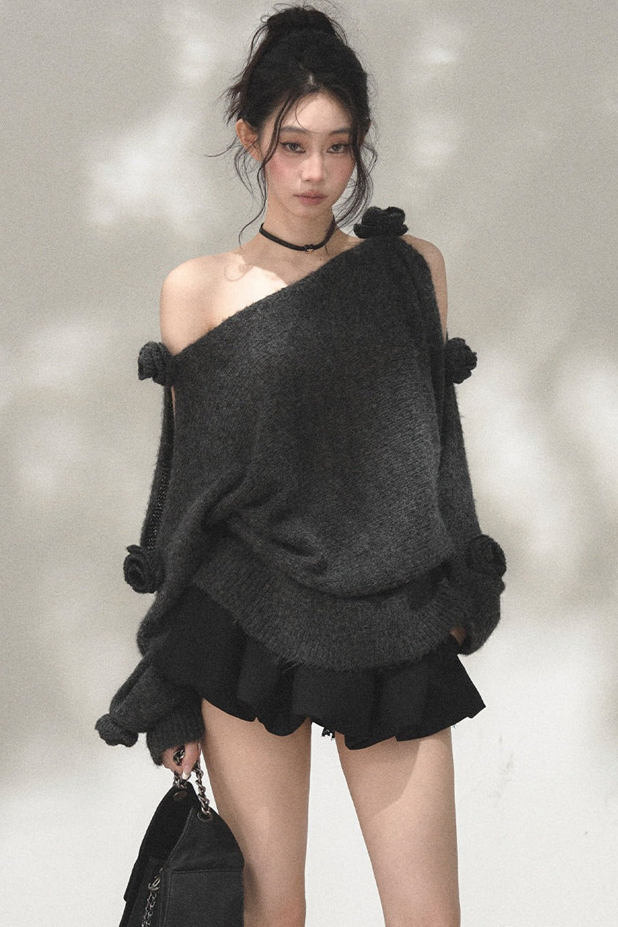 Asymmetrical Wool Mohair Knit Top