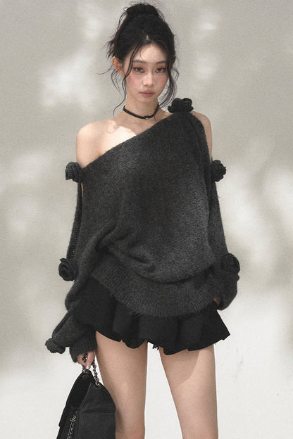 Asymmetrical Wool Mohair Knit Top