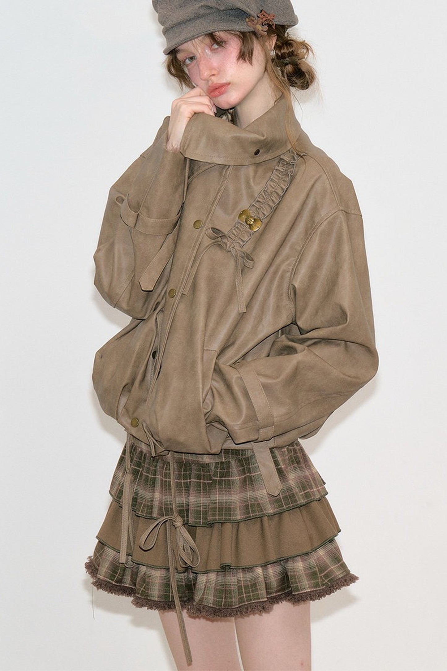 Chaqueta de cuero marrón retro