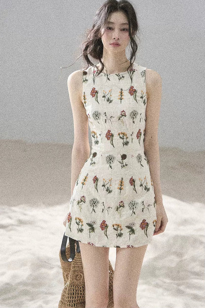 French Floral Waist Dress