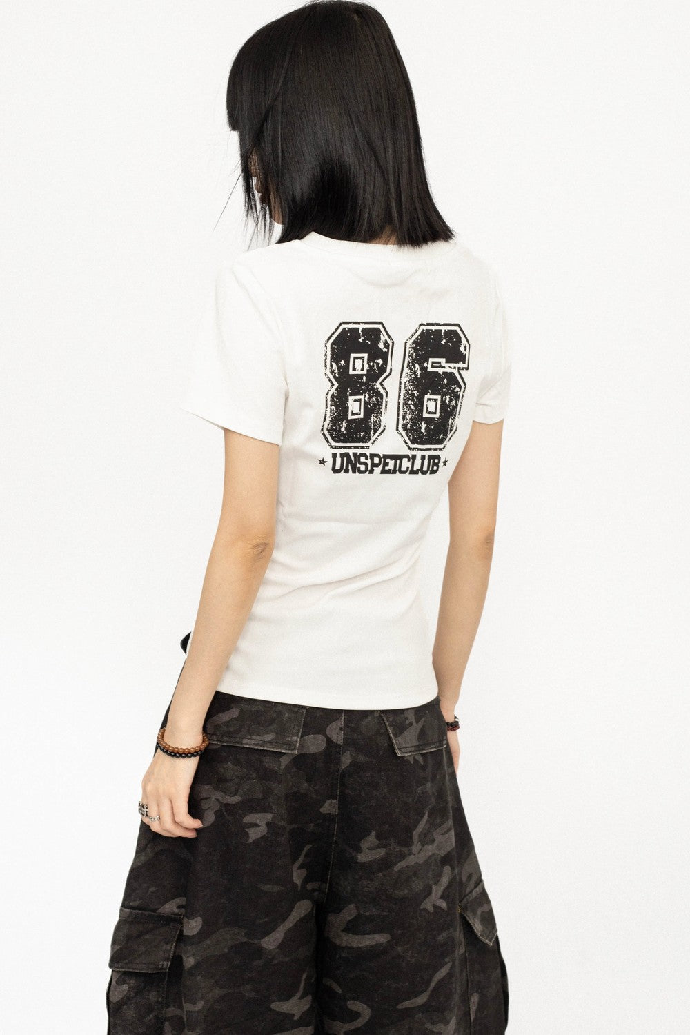 Retro White V-Neck Tee
