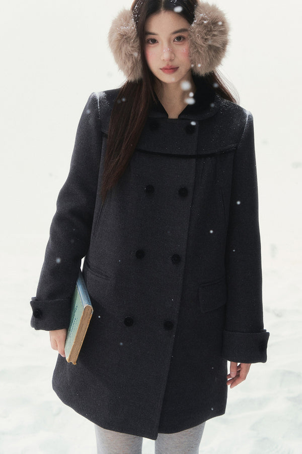 Dark Gray Doll Collar Coat